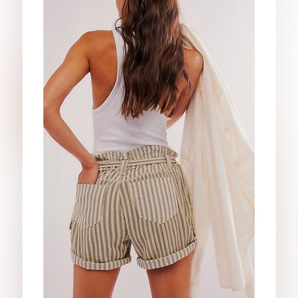 NWOT Free People One Harriet Striped Shorts | XSmall | Green - Picture 9 of 10